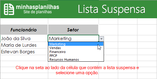 Lista Suspensa Excel