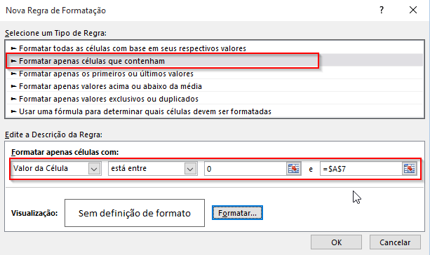 Formatação Condicional Excel