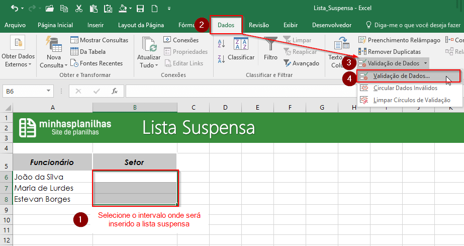 Lista Suspensa Excel